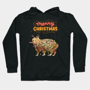 Capybara Merry Christmas and christmas lights, Capybara Pets, Cute capybara Hoodie